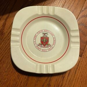 U.S. Army Field Artillery School Fort Sill, Oklahoma Ceramic Ashtray 5” x 5” USA